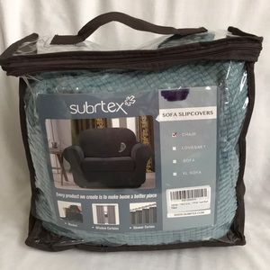 SUBRTEX chair slipcover- 1 piece- steel blue- new